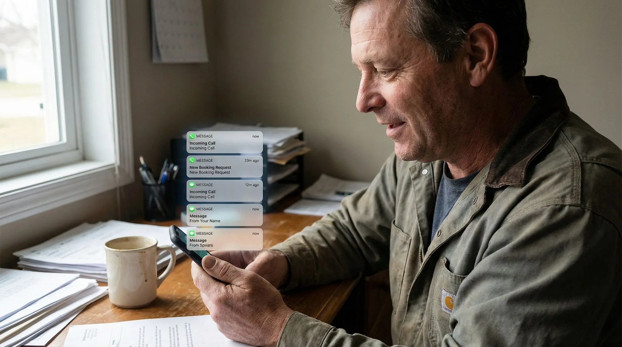 Man receiving multiple phone notifications after going live